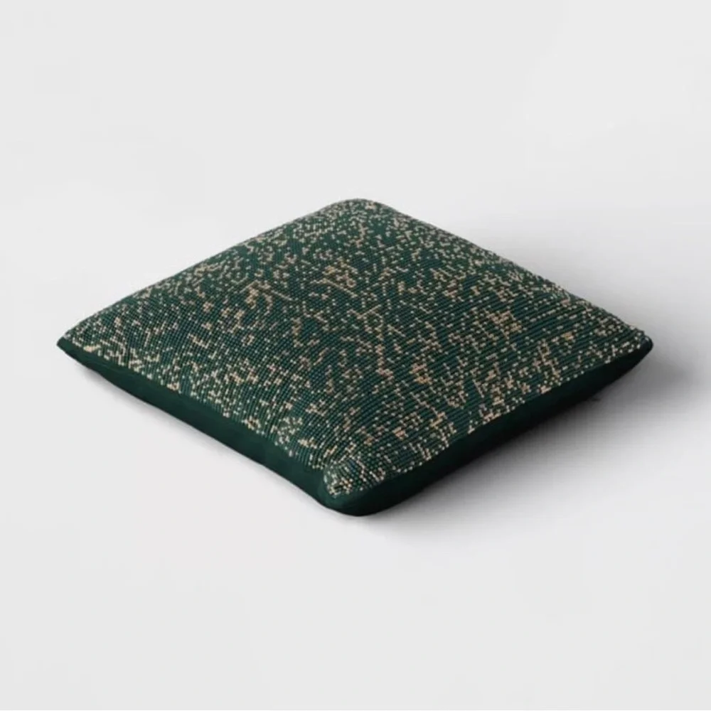 NWT Threshold Mini Square Beaded Throw Pillow Green Set of 2